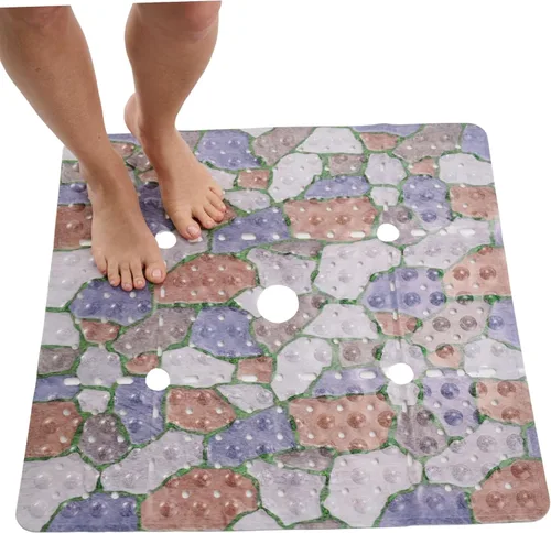 Miniatura 14 de ENKOSI Alfombrilla grande de 27 x 27 pulgadas cuadrada antideslizante para la ducha Alfombrilla antideslizante para cabina de ducha para personas