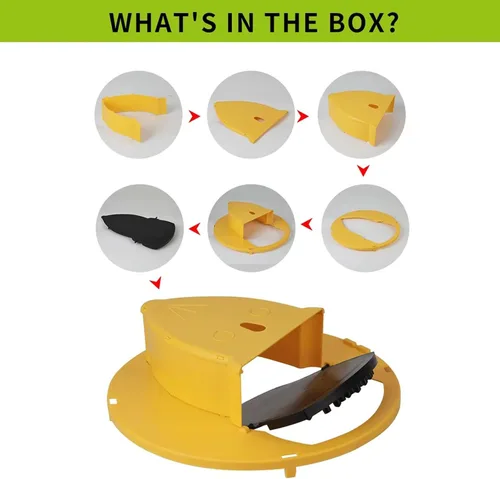 Miniatura 5 de Trampa para ratones, tapa abatible para cubeta de 5 galones, para uso humano en interiores y exteriores, desmontable y resistente (amarillo)