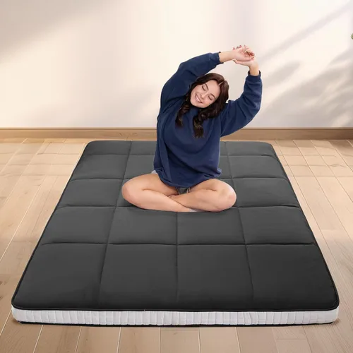 Miniatura 12 de DoCred Colchón de futón japonés de tamaño individual, colchón de futón extra grueso, colchón japonés plegable para adultos, almohadilla de dormir