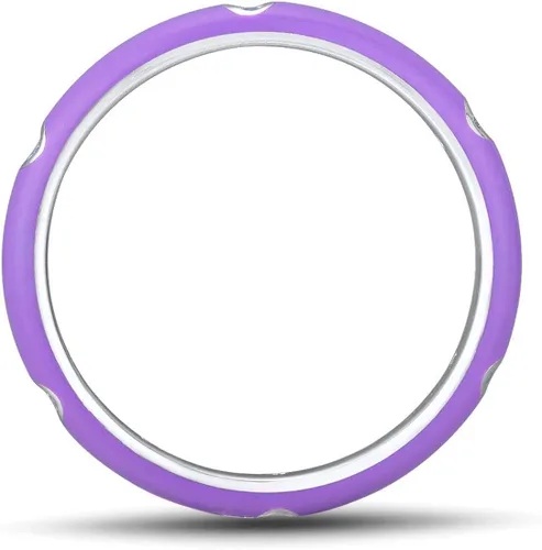 Miniatura 3 de Santuzza Anillo apilable esmaltado de plata de ley 925 con circonita cúbica, arco iris, eternidad, anillos apilables para mujer