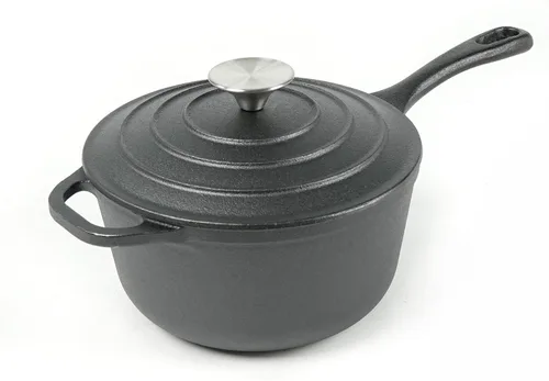 HAWOK Mini cacerola de hierro fundido de 2.65 cuartos de galón, 8 pulgadas con tapa, pre-sazonada