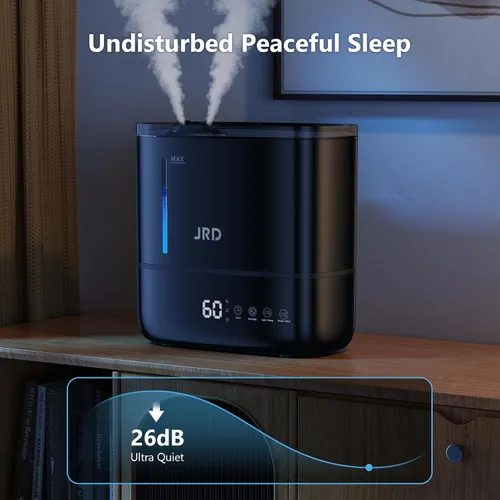 Miniatura 9 de JRD Humidificadores para dormitorio, humidificador ultrasónico 4L para habitación grande, llenado superior de niebla fría, funcionamiento de 40 Negro