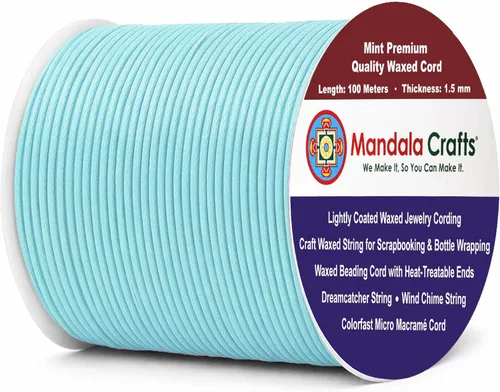 Miniatura 44 de Cuerda Mandala Crafts 0.03 pulgadas 109 yardas para hacer joyería, artesanía, macramé, cuerda de algodón encerado Negro
