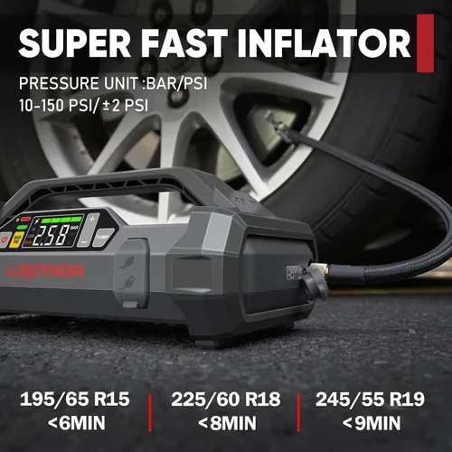 Miniatura 4 de LOKITHOR JA301 Arranque de Vehículo con Compresor de Aire, Paquete de Batería de Automóvil Portátil de 2000Amp 12V para Hasta 8.0L de Gasolina