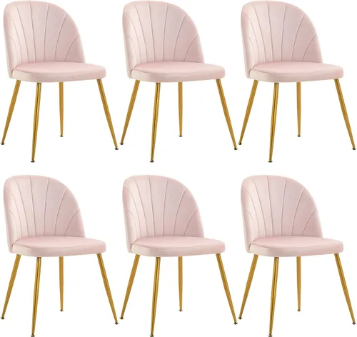 Miniatura 22 de Juego de 4 sillas de comedor de terciopelo, sillas de comedor modernas tapizadas de mediados de siglo, silla de acento sin brazos con patas doradas