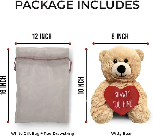 Miniatura 4 de Witty Enterprise Shawty You Fine - Oso de peluche de 10 pulgadas - Regalos para parejas para él - Divertido animal de peluche para novia, novio