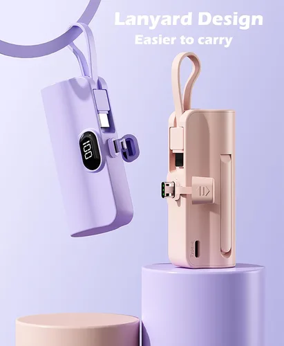 Miniatura 4 de Mini Banco de Energía, Cargador de Teléfono Cápsula 5500mAh, Cargador Portátil con Puertos Dual USB-C para iPhone 17/16/15/15 plus/15 pro/15 pro