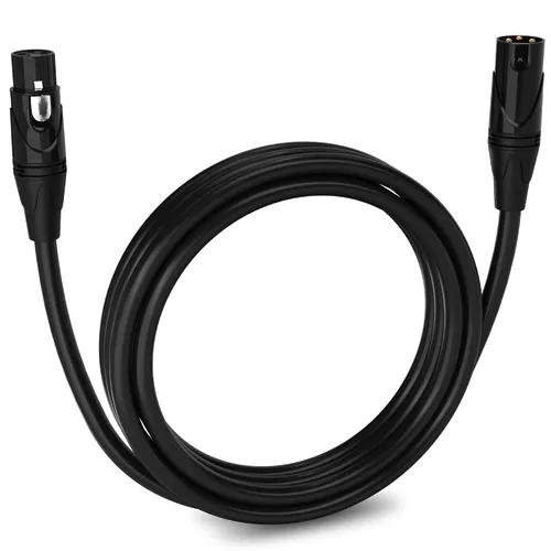 Miniatura 118 de LyxPro Cable de micrófono XLR hembra a macho de ángulo recto de 3 pines de 1.5 pies para altavoces amplificados, interfaz de audio, rendimiento