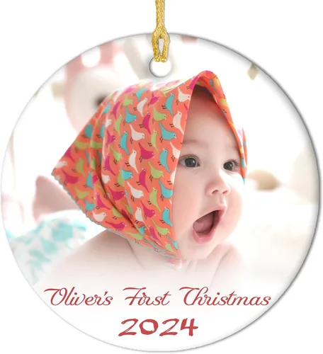 Miniatura 9 de Adornos personalizados para la primera Navidad del bebé 2024 con nombre y texto, adorno de elefante personalizado para bebés recién nacidos