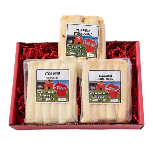 Miniatura 3 de Wisconsin Cheese Company - Caja de regalo de queso 100% Wisconsin - Cuerda original, jalapeño y ahumada Perfecto para fiestas, tableros