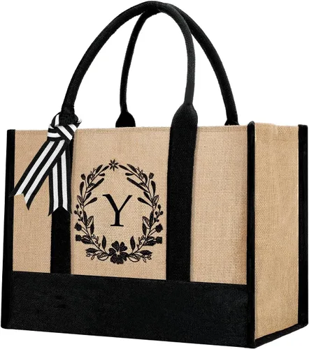 Miniatura 26 de Bolsa de mano personalizada de yute para mujeres, regalos para el día de la madre, regalo de Navidad de cumpleaños para mujeres y amigas