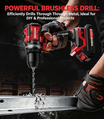Miniatura 2 de Taladro eléctrico sin escobillas inalámbrico, con batería y cargador 70 N.m 20V Electric drill cordless set 10 batches and storage bag 13 twist