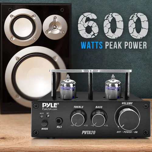 Miniatura 3 de Amplificador de tubo Bluetooth Pyle Receptor estéreo - Amplificador de potencia de tubo de vacío de 600W para audio doméstico de escritorio con 2