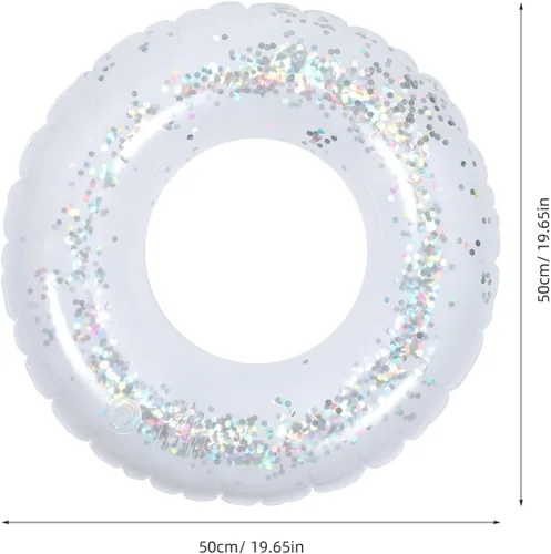Miniatura 3 de Anillo de natación inflable transparente con lentejuelas brillantes, flotador de piscina de PVC de 24 pulgadas para niños, ligero y fácil