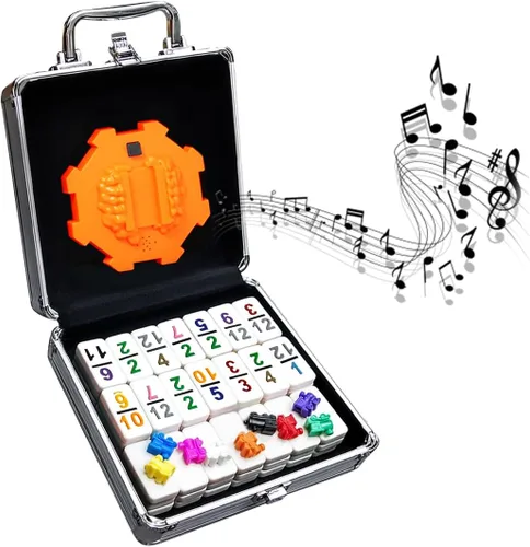 Yinlo Juego de Dominós del Tren Mexicano, Centro con Sonido de Tren Real, Doble 12 con Números de Colores