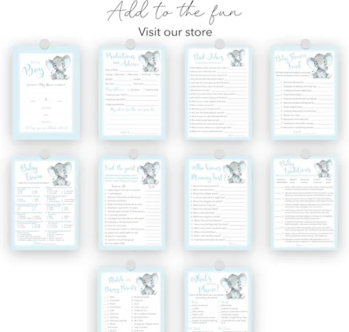 Miniatura 7 de Blue Elephant - Tarjetas de predicción y consejos – Paquete de 25 – Juegos de baby shower para niños, nuevos padres, mamá y papá futuros, mensaje