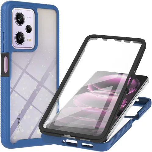 Miniatura 8 de Funda para Redmi Note 12 Pro, delgada, de cuerpo completo, resistente, elegante, protectora, transparente, híbrida, 3 en 1, con protector de Negro