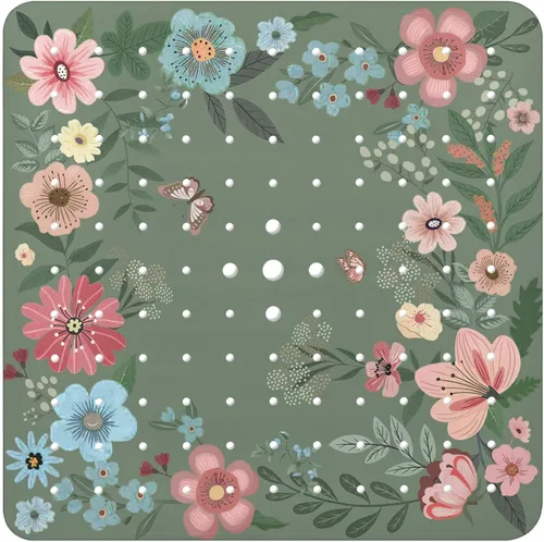 Miniatura 52 de Alfombra para Bañera Antideslizante, Alfombra Bohemia Cuadrada para Bañera y Piso de Ducha con Ventosas para Adultos, Niños y Ancianos, 21 x 21