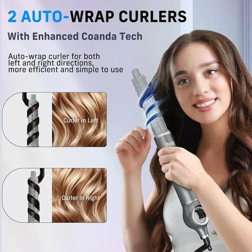 Miniatura 6 de Quico Juego de cepillos 5 en 1 para secador de pelo, cepillo giratorio para rizar, rizador de aire para cabello, moldeador de cabello de aire