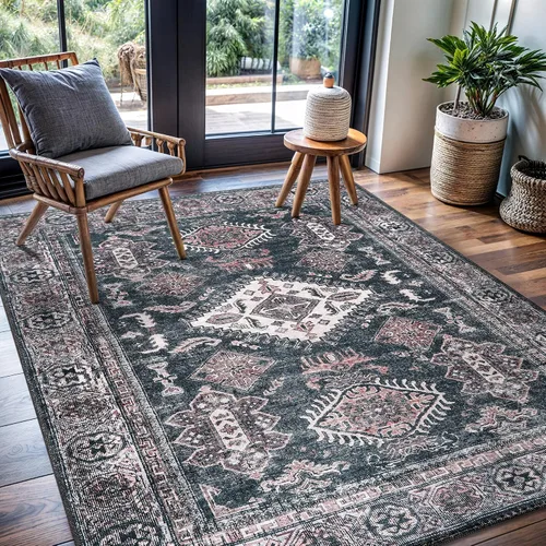 Miniatura 60 de CAMILSON Alfombras modernas de lujo para sala de estar, alfombra abstracta vintage de 4 x 6, suave, pelo medio, resistente a las manchas, fácil