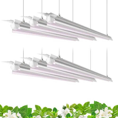 Barrina Luz de cultivo de plantas T8 de 4 pies, 252 W (6 x 42 W, equivalente a 1400 W), espectro completo, lámpara de cultivo LED para cultivo de