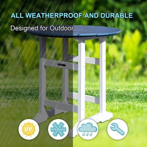 Miniatura 5 de Juego de 5 sillas Adirondack altas de bar para patio, resistentes a la intemperie, HDPE de 35 pulgadas, redondos, taburetes de bar Adirondack, mesa
