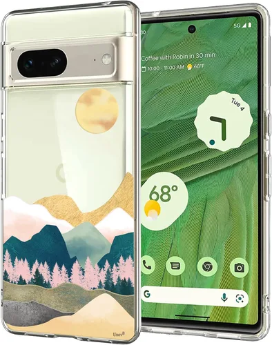 Miniatura 11 de Unov - Funda compatible con Pixel 7, diseño transparente de TPU suave, absorción de impactos, delgada, patrón labrado, cubierta protectora trasera