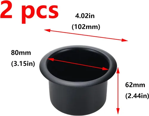 Miniatura 2 de Antrader 2 piezas de sujetavasos de aleación de aluminio, insertos de repuesto para sofá/barco/sofá reclinable/coche, negro, 102×62mm