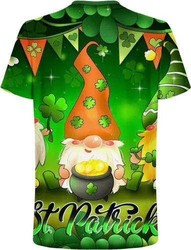 Miniatura 4 de Camiseta de gran tamaño con estampado 3D para hombre, diseño de San Patricio, cuello redondo, blusas sueltas de manga corta para uso diario