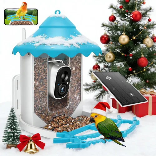 Miniatura 2 de Comedero inteligente para pájaros 2K HD con cámara, cámara de alimentación inalámbrica para exteriores con energía solar, identificación de especies