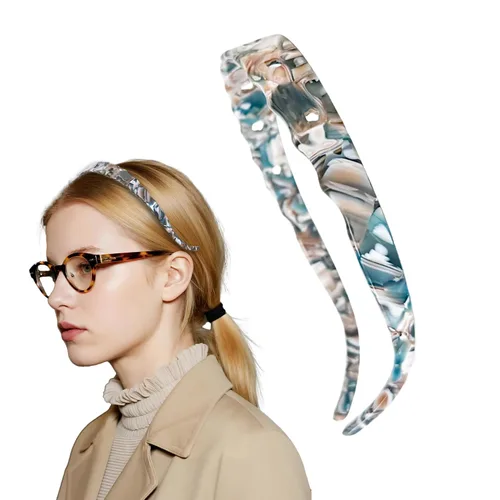 Miniatura 9 de Diademas de acetato para mujer - Diademas delgadas antideslizantes con dientes, diseño amigable con gafas, accesorios para el cabello estilo 90s