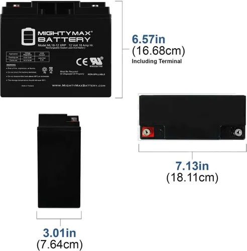 Miniatura 2 de Mighty Max Battery - Batería de repuesto de 12 voltios 18AH SLA para generadores Troy-Bilt. 193463GS