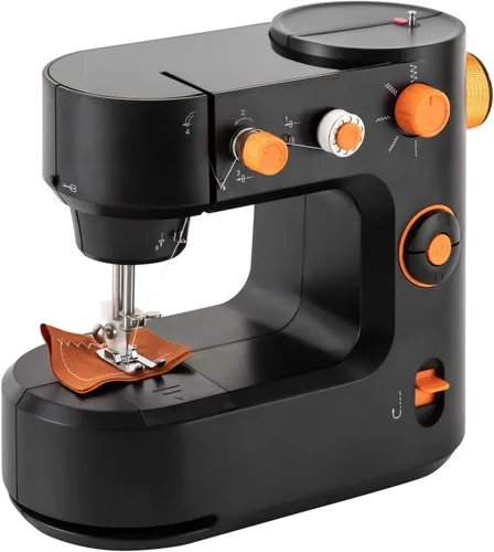 Máquina de coser portátil, mini máquina de coser de 2 velocidades, kit de costura seguro y máquina de coser pequeña fácil de usar con luz LED, pedal