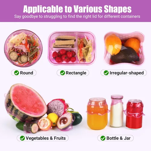 Miniatura 2 de Tapas elásticas de silicona para almacenamiento de alimentos en el refrigerador, fundas elásticas reutilizables para tazas, latas, tarros, 6 piezas