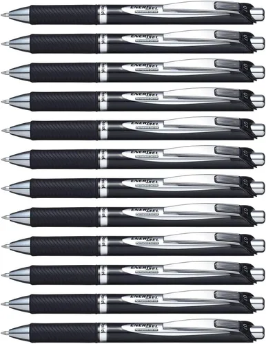 Pentel EnerGel PRO - Bolígrafo de gel permanente, (0.028 in), línea media, tinta negra, caja de 12 bolígrafos (BLP77-A)