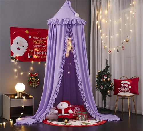Miniatura 3 de VETHIN Dosel de cama para niñas, Princesa Cúpula Redonda de Ensueño Mosquitera Ropa de Cama Habitación de Niñas Castillo Tienda de Juego Colgante
