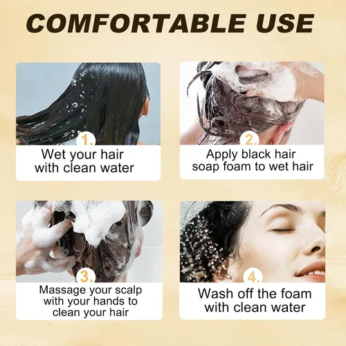 Miniatura 6 de 2 piezas de jabón de barra inversa para cabello gris, cobertura gris natural para todo tipo de cabello, jabón negro natural para oscurecer