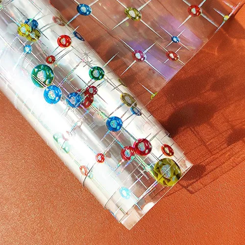 Miniatura 3 de HYANG Hojas de vinilo de cuero sintético transparentes transparentes de bola PVC súper claras holográficas 1 rollo 12" x 53" (30cm x 135cm)