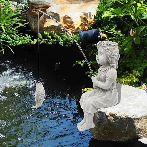 Miniatura 2 de Nacome Regalos para jardín, hogar, Mon Grandma The Little Fishergirl Garden, estatua de decoración del hogar, escultura de figura de pescador, al