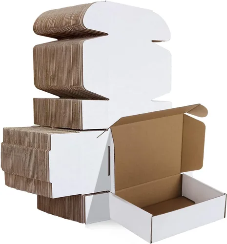 HORLIMER - Cajas de envío pequeñas de 7x5x2, conjunto de 50, caja de cartón corrugado blanca para envío de correspondencia