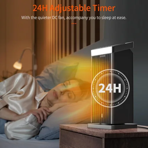 Miniatura 6 de BREEZOME Calentador de espacio para uso en interiores, calentador eléctrico de calentamiento rápido de 1500 W con termostato, calentador de cerámica