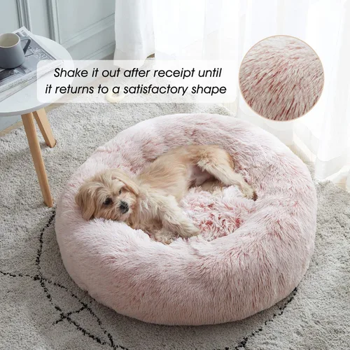Miniatura 65 de WESTERN HOME WH Cama calmante para perros y gatos, dona acogedora anti-ansiedad, cama redonda cálida y acogedora de piel sintética, suave y azul