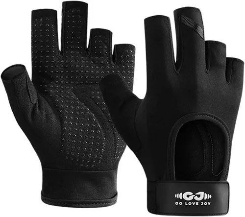 SUJAYU Guantes de entrenamiento para mujeres y hombres, guantes sin dedos antideslizantes para levantamiento de pesas, guantes de entrenamiento para