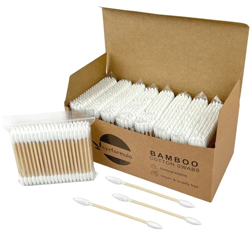 Miniatura 10 de Hisopos de algodón de bambú, 400 unidades, capullos de algodón vegano, palillos de madera natural con doble punta, hisopos de algodón orgánico
