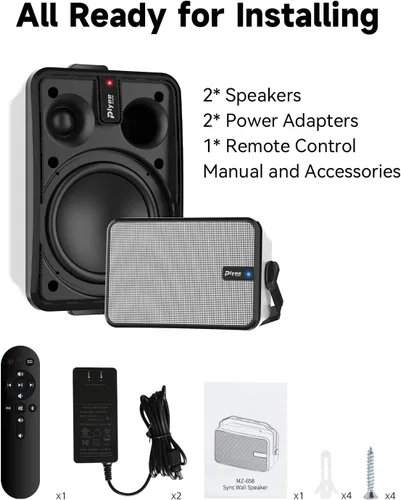 Miniatura 7 de Altavoces Bluetooth para exteriores de 600 W, sincronización inalámbrica entre altavoces, graves potentes, soporte de pared para patio, porche
