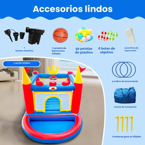 Miniatura 6 de WELLFUNTIME Casa inflable de rebote con soplador, gorila de PVC para niños de 3 a 8 años, casa de juegos inflable para interiores y exteriores