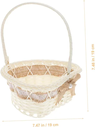 Miniatura 7 de jojofuny Cesta de boda para niña, pétalos, galletas, bolsas pequeñas para recuerdos, cesta de yute de encaje, cesta de yute para niña, cestas