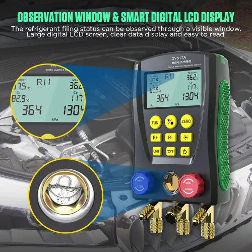 Miniatura 7 de Calibradores HVAC Juego de medidor de colector digital presión y temperatura dual prueba 89 calibradores de refrigerante R22 R134A R410A kit
