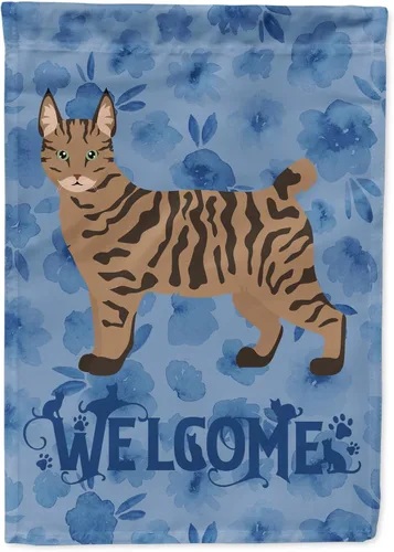 Miniatura 140 de Caroline's Treasures CK4813CHF - Bandera de bienvenida con gato abisinio azul, manga grande, para porche, para colgar en la pared, poliéster