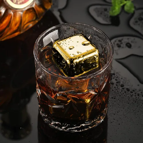 Miniatura 7 de Juego de 2 piedras de whisky grandes de 64 cm³ (4 cu in) – Juego de regalo para hombre – Cubos de esferas de hielo de metal reutilizables de acero